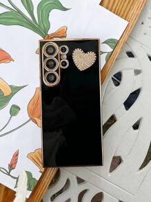 水钻爱心装饰手机壳，国际版，非国内版 - 黑色 - 查看 7