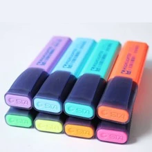 熒光燈高光記號筆適用於,辦公室和學生使用,1入組帶8入組 - 彩色 - 查看 3