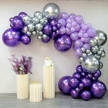 50pcs/set Shiny Metallic Balloons, Blue And Golden Birthday, Wedding And Party Decorations - Multicolor - View 2