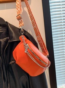 Chain Waist Bag Multifunctional Chest Pack Unisex Sports Shoulder Crossbody Bag - Burnt Orange - View 3