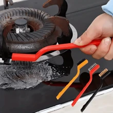 5入組/套不銹鋼、黃銅、尼龍磨砂刷套裝，非常適合清潔鍋具、餐具、爐灶、洗碗機、廚房工具和用具 - 杏色 - 查看 3