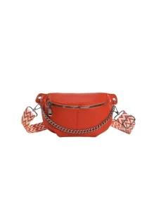 Chain Waist Bag Multifunctional Chest Pack Unisex Sports Shoulder Crossbody Bag - Burnt Orange - View 5