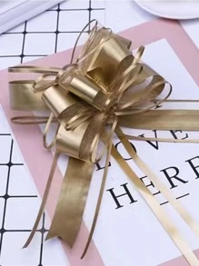 10 piezas/paquete Lazos de cinta de organza con diseño de copos de nieve, cintas para envolver regalos, cintas de colores para fiestas, bodas, decoración de autos de boda - Dorado - Ver 1