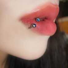 唇環釘狀首飾,眼睛石頭穿孔首飾 - 藍色 - 查看 2