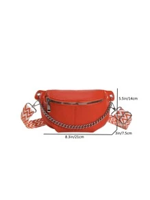 Chain Waist Bag Multifunctional Chest Pack Unisex Sports Shoulder Crossbody Bag - Burnt Orange - View 9