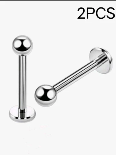 2Pçs  Piercing Labret Prata Em Aço inoxidavel Cirúrgico Tragus Medusa Conch Cartilagem