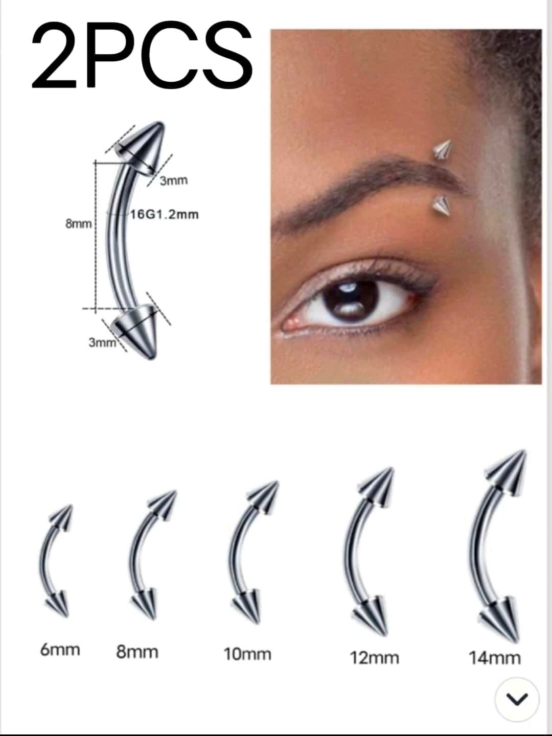 Eyebrow Ring - Silver - View 1