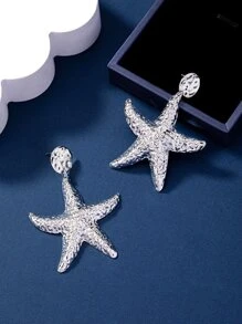 1pair Gothic Punk Style Exaggerated Ocean Vacation Design Earrings, Women's Charm Jewelry, Mother's Day & Teacher's Day Gift - Silver - View 4