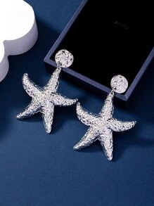 1pair Gothic Punk Style Exaggerated Ocean Vacation Design Earrings, Women's Charm Jewelry, Mother's Day & Teacher's Day Gift - Silver - View 5