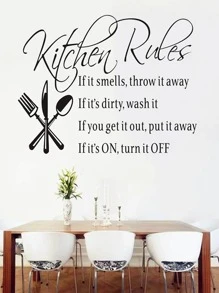 1 PC Kitchen Rules Wall Stickers for Kitchen Home Decorations - Black - View 1