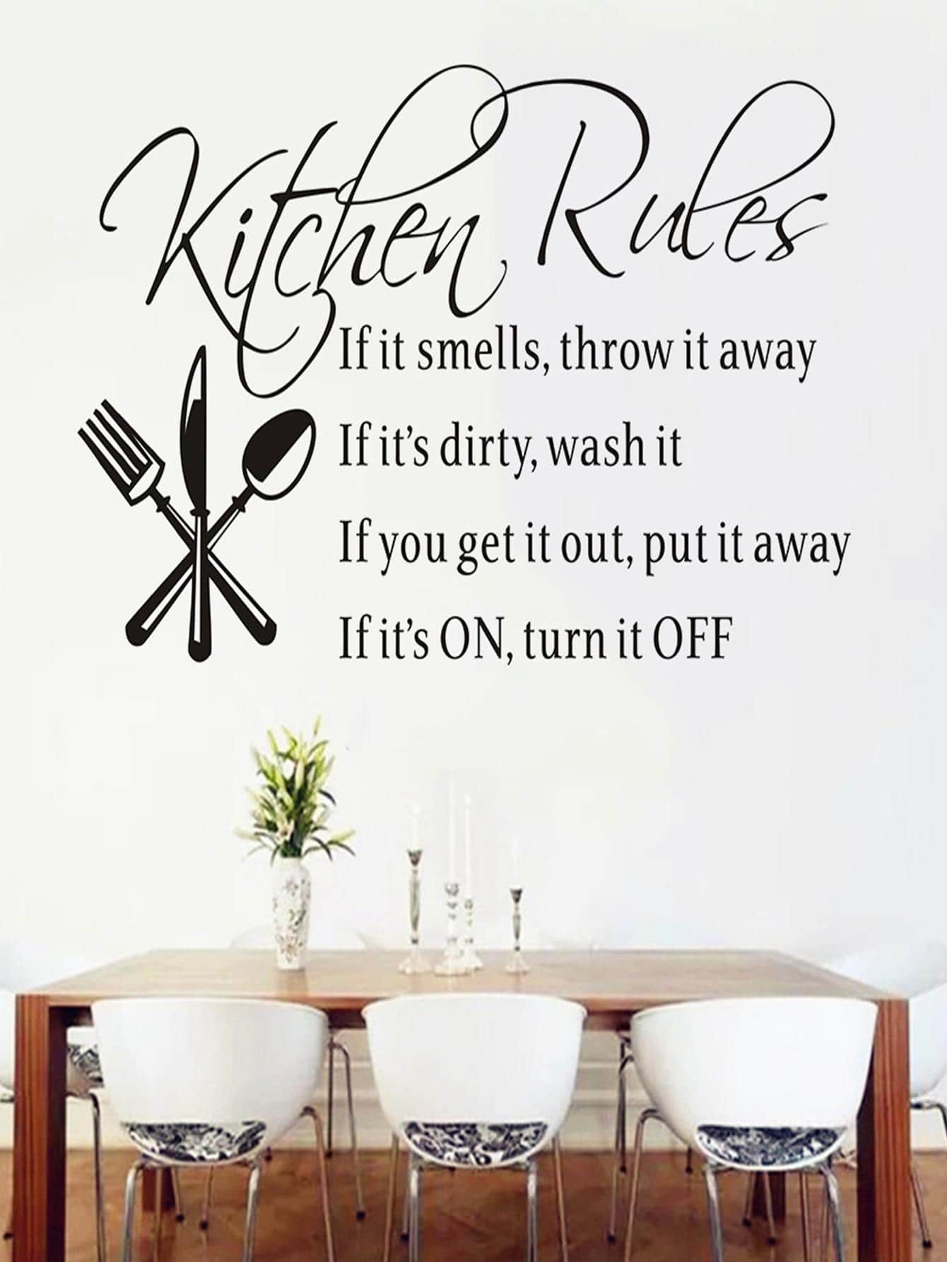 1 PC Kitchen Rules Wall Stickers for Kitchen Home Decorations - Black - View 1