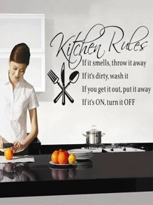 1 PC Kitchen Rules Wall Stickers for Kitchen Home Decorations - Black - View 3