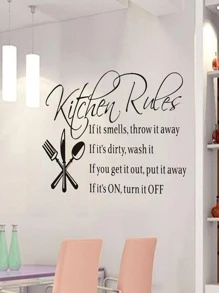 1 PC Kitchen Rules Wall Stickers for Kitchen Home Decorations - Black - View 4