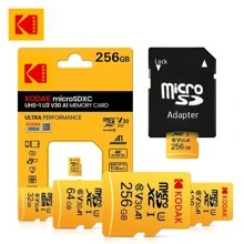 Kodak 柯達 1入組 256GB 記憶卡 U3 Mini SD 卡 Class 10 TF 快閃記憶體卡 Micro TF SD 卡記憶卡 - 黃色 - 查看 1