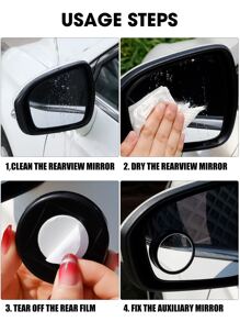 1pair Solid Car Blind Spot Mirror - Black - View 5
