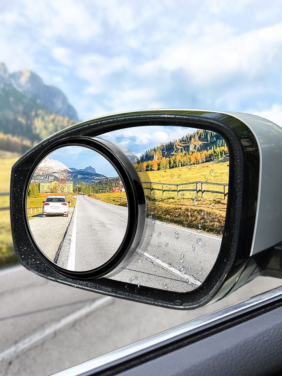 1pair Solid Car Blind Spot Mirror - Black - View 1