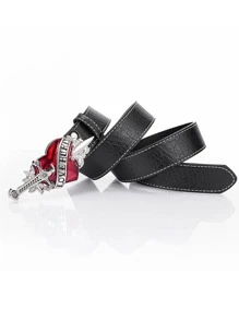 1条剑形心形扣腰带，西部风格，男士夏季、校园休闲、商务、男友/丈夫/父亲/爸爸礼物，日常佩戴、时尚、青少年、户外、度假、运动、旅行、街头、波西米亚风、复古秋季、万圣节秋冬配饰，适合青少年、青年、男士、休闲、户外、运动、度假、毕业礼物、生日、日常佩戴