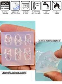 1 个硅胶模具，带 3D 蝴蝶结设计，DIY 工艺模具，用于制作耳环、项链、美甲等装饰配件 - 無色 - 查看 4