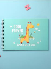 58頁兒童專業素描本厚紙筆記本日記本美術學習用品鉛筆繪圖記事本素描本 - 綠色 - 查看 1