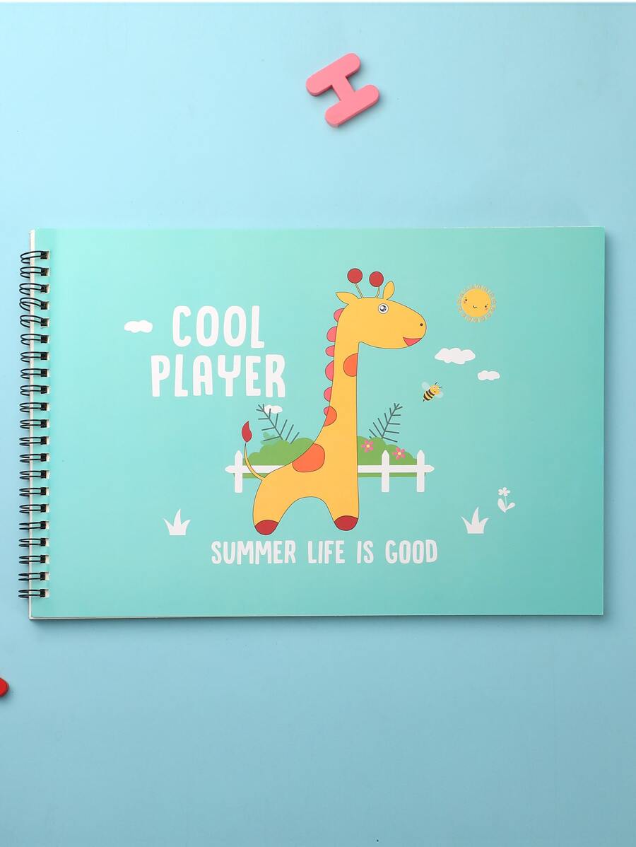 58頁兒童專業素描本厚紙筆記本日記本美術學習用品鉛筆繪圖記事本素描本 - 綠色 - 查看 1