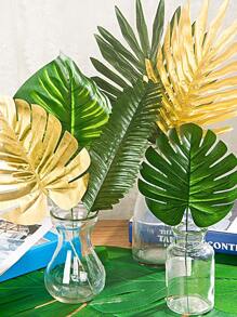 27入組8種人造熱帶棕櫚葉叢林野生葉人造植物金色葉裝飾，用於夏威夷海灘生日盧瓦派對餐桌裝飾，婚禮裝飾，家居客廳辦公室裝飾 - 彩色 - 查看 4