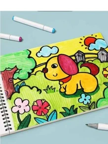 58頁兒童專業素描本厚紙筆記本日記本美術學習用品鉛筆繪圖記事本素描本 - 綠色 - 查看 8