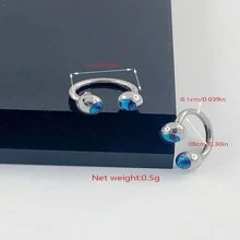 唇環釘狀首飾,眼睛石頭穿孔首飾 - 藍色 - 查看 3