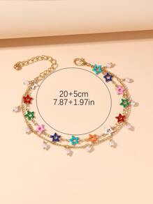 1 Dây Ngọc Trai Giả Nhiều Màu Sắc Ngôi Sao Mặt Dây Chuyền Thời Trang Thanh Lịch Gợi Cảm Tiệc Lễ Hội Kỳ Nghỉ Nữ Cô Gái Đa Lớp Vòng Chân - Nhiều màu - Xem 4