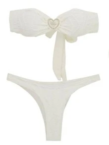 Vòng liên Áo tắm Bikini Bandana Với váy đi biển - trắng - Xem 4