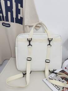 女士素色大容量時尚手持托特包適用於休閒場合 - 白色 - 查看 6