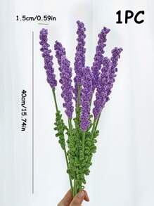 1pc Lavender Color Simulation Hooked Yarn Crochet Flower For Soothing Mind, Home Decoration - Purple - View 3
