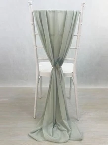10pcs/Pack Sage Green Chiffon Chair Sashes For Wedding Decorations - Green - View 1