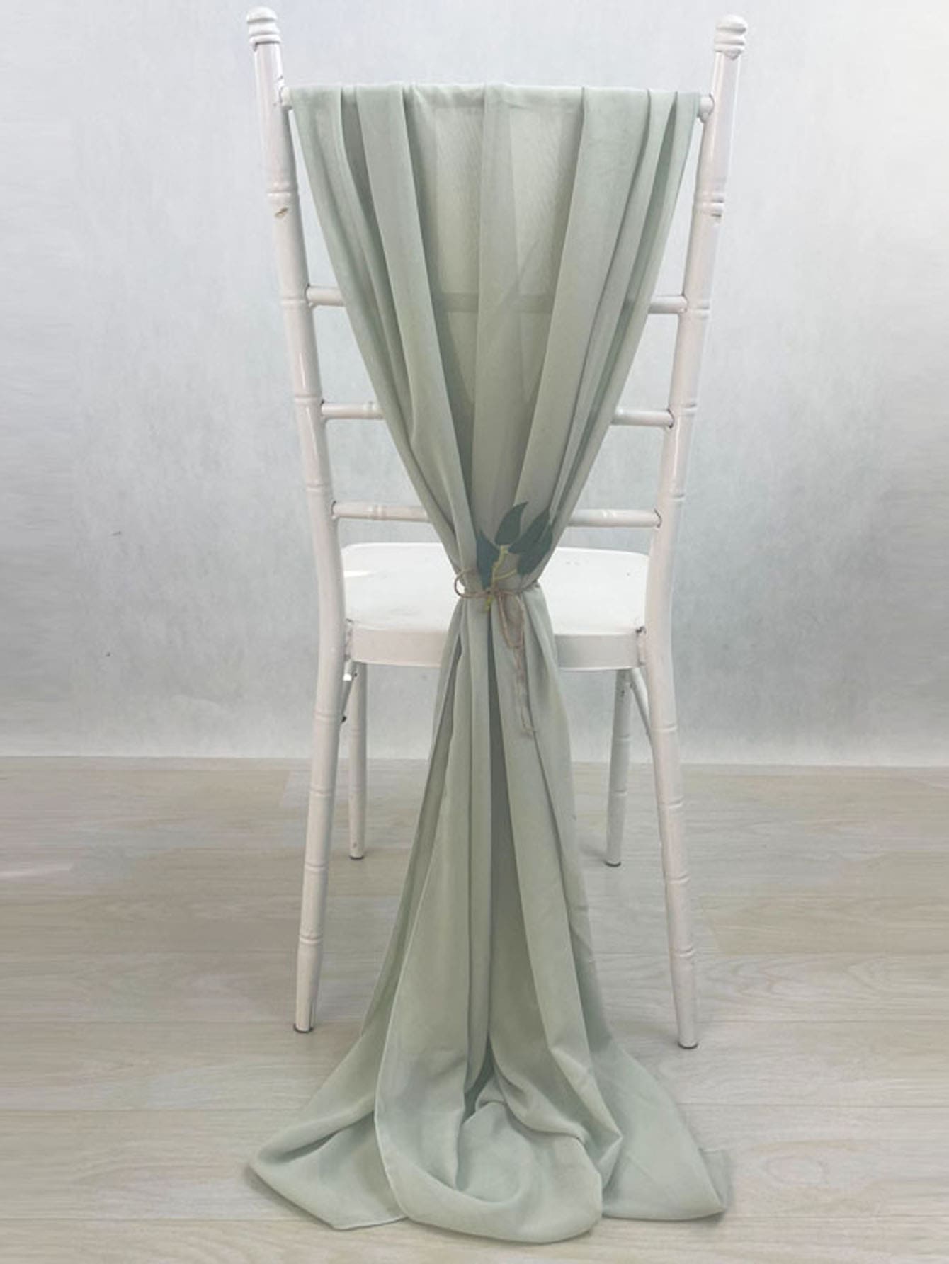 10pcs/Pack Sage Green Chiffon Chair Sashes For Wedding Decorations - Green - View 1