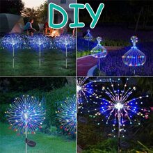 1set 90 Led Lawn Dandelion Light, Outdoor Waterproof Garden Christmas Decorative Light Solar Ground Plug Firework Light - Multicolor - View 3