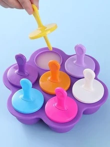 1入組7腔矽冰棒模具適用於DIY彩色奶油棍棒,帶食物儲藏盒和蓋,適用於 - 紫色 - 查看 3