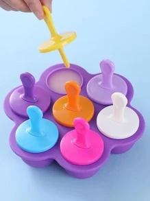 1入組7腔矽冰棒模具適用於DIY彩色奶油棍棒,帶食物儲藏盒和蓋,適用於 - 紫色 - 查看 1