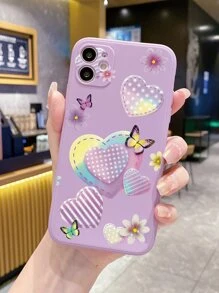1 pièce Étui de téléphone en forme de cœur avec dégradé papillon - Parme - Voir 1