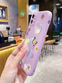 1 pièce Étui de téléphone en forme de cœur avec dégradé papillon - Parme - Voir 5