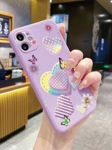 1 pièce Étui de téléphone en forme de cœur avec dégradé papillon - Parme - Voir 4