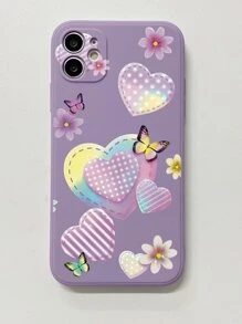 1 pièce Étui de téléphone en forme de cœur avec dégradé papillon - Parme - Voir 2