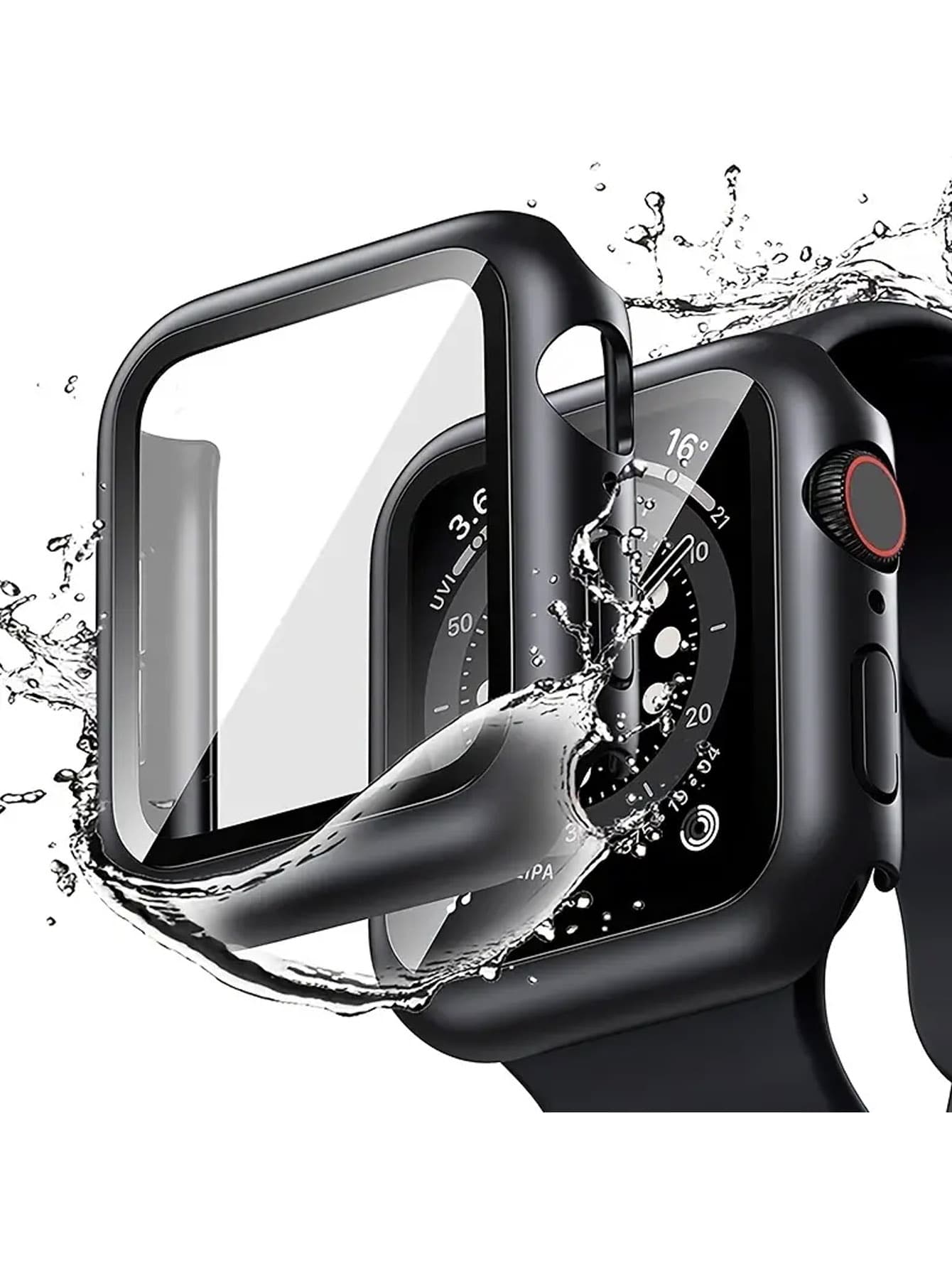 Ốp siêu mỏng có màng cường lực tương thích với Apple Watch Series 1-8 - màu đen - Xem 1