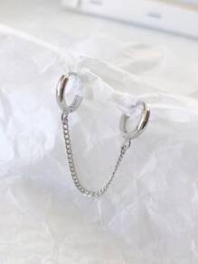 链条双耳钩流苏简约个性化多眼双耳孔女耳环时尚耳夹 - 銀色 - 查看 2