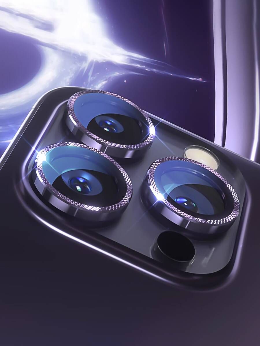 3pcs Grid Print Glass Lens Protector - Silver - View 1