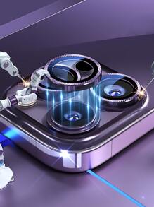 3pcs Grid Print Glass Lens Protector - Silver - View 3