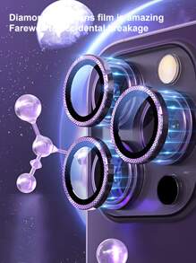 3pcs Grid Print Glass Lens Protector - Silver - View 4