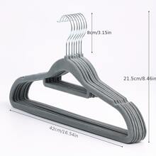 20pcs/pack Grey Velvet Non-slip Clothes Hanger, Home Use - Grey - View 2