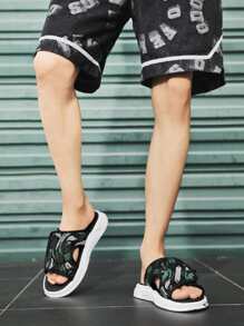 Summer Fashion Street Slippers Adjustable Men Slippers - Black - View 2