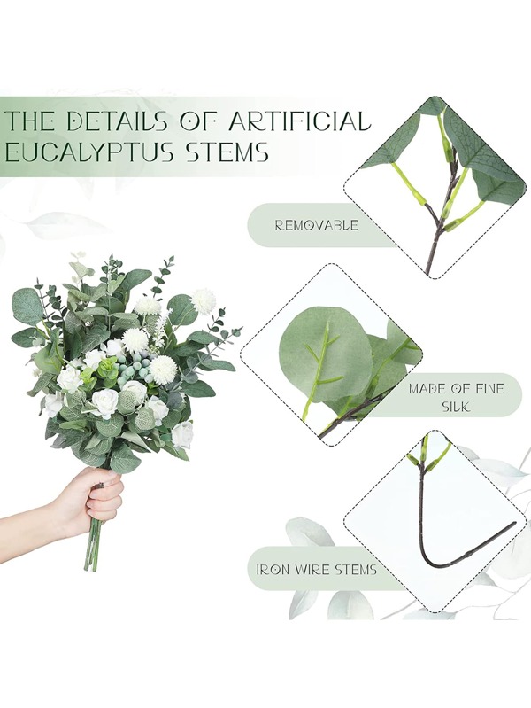 SHEIN X WOTP 30 Pcs 3 Kinds Mixed Eucalyptus Leaves Stems Bulk