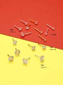 Một cặp Bông tai trang sức bạc S925 siêu nhỏ đính đá Cubic Zirconia, khuyên tai tốt cho tai mới xỏ, phụ kiện mùa hè, đeo hàng ngày - Bạc - Xem 9