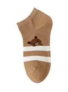 10 Đôi Tất Ngắn Chống Ma Sát Thoáng Khí Cho Nữ Phong Cách Gấu Nâu - Nhiều màu - Xem 3